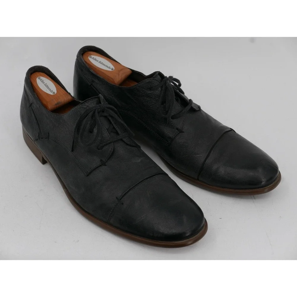 John Varvatos U.S.A. Shoes Black Leather Cap Toe Derby Men's Size 12 A4988